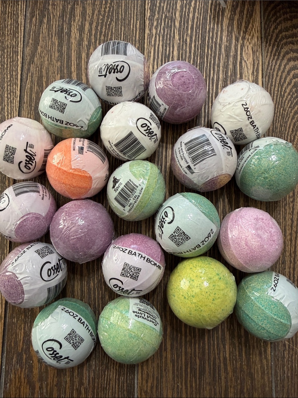 20- Pack Assorted Color Small Bath Bombs - Relaxing Home Party Supplies